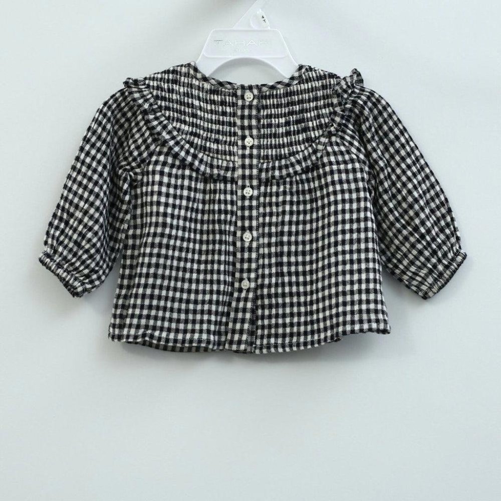 White Chocolate Born Baby Toddler Buttondown Top Easter Check 0-3 Month